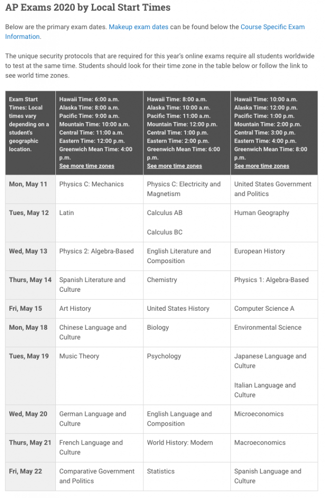 Ap Exam Calendar 2023 Maine South High School AP Exam Schedule