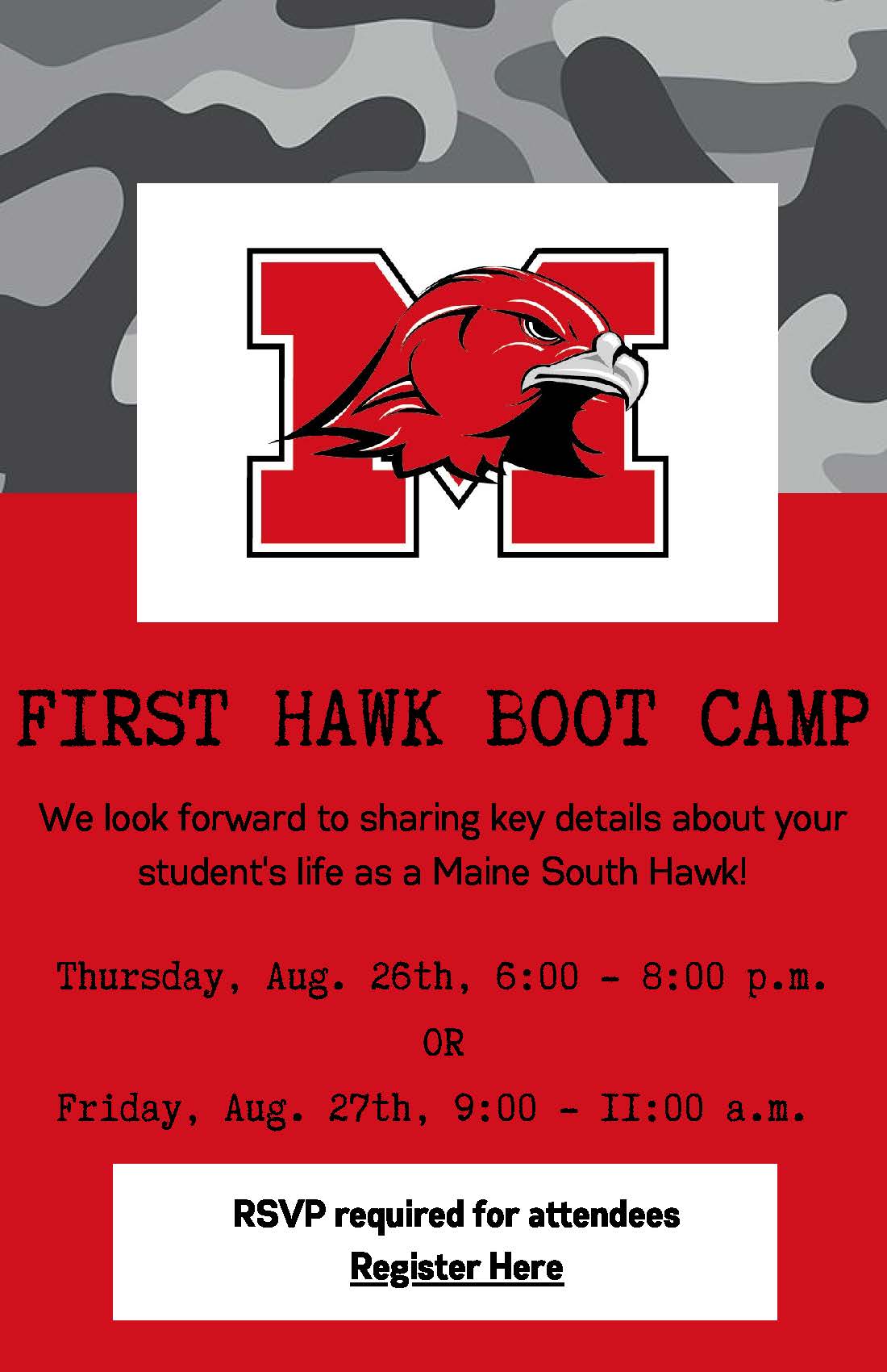FIRST HAWK BOOT CAMP ad for August 2021