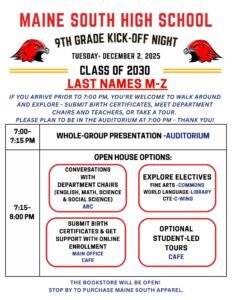 9TH GRADE KICK OFF Night Schedule M Z